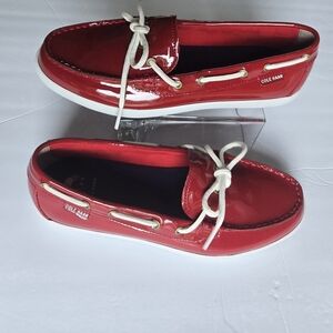 Cole Haan NWOT  Glossy Red Loafers Shoes. SIZE 8 1/2
